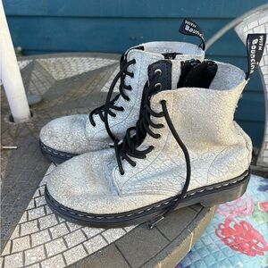 Dr. Martens Silver Glitter Combat Boots